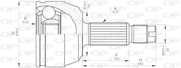 OPEN PARTS Шарнирный комплект, приводной вал CVJ5123.10